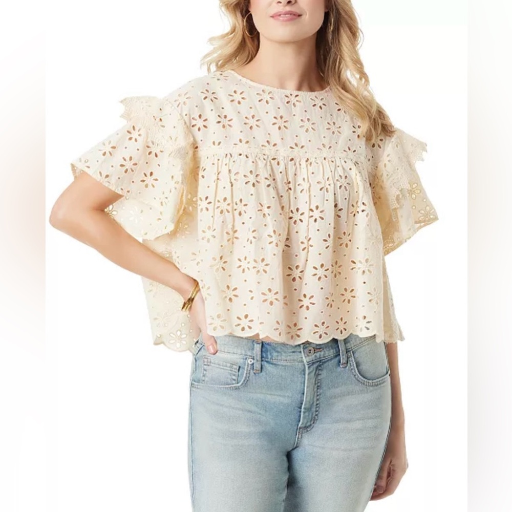 Jessica Simpson Cream Eyelet Blouse
